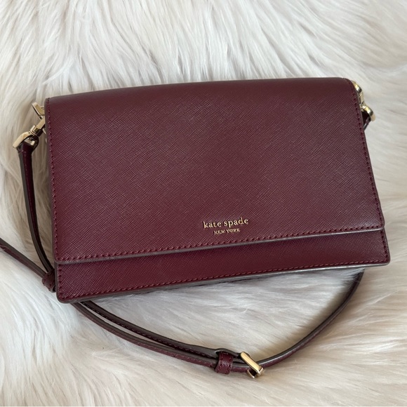 Kate Spade Burgundy Crossbody Bag with Gold Chain - Picture 1 of 5